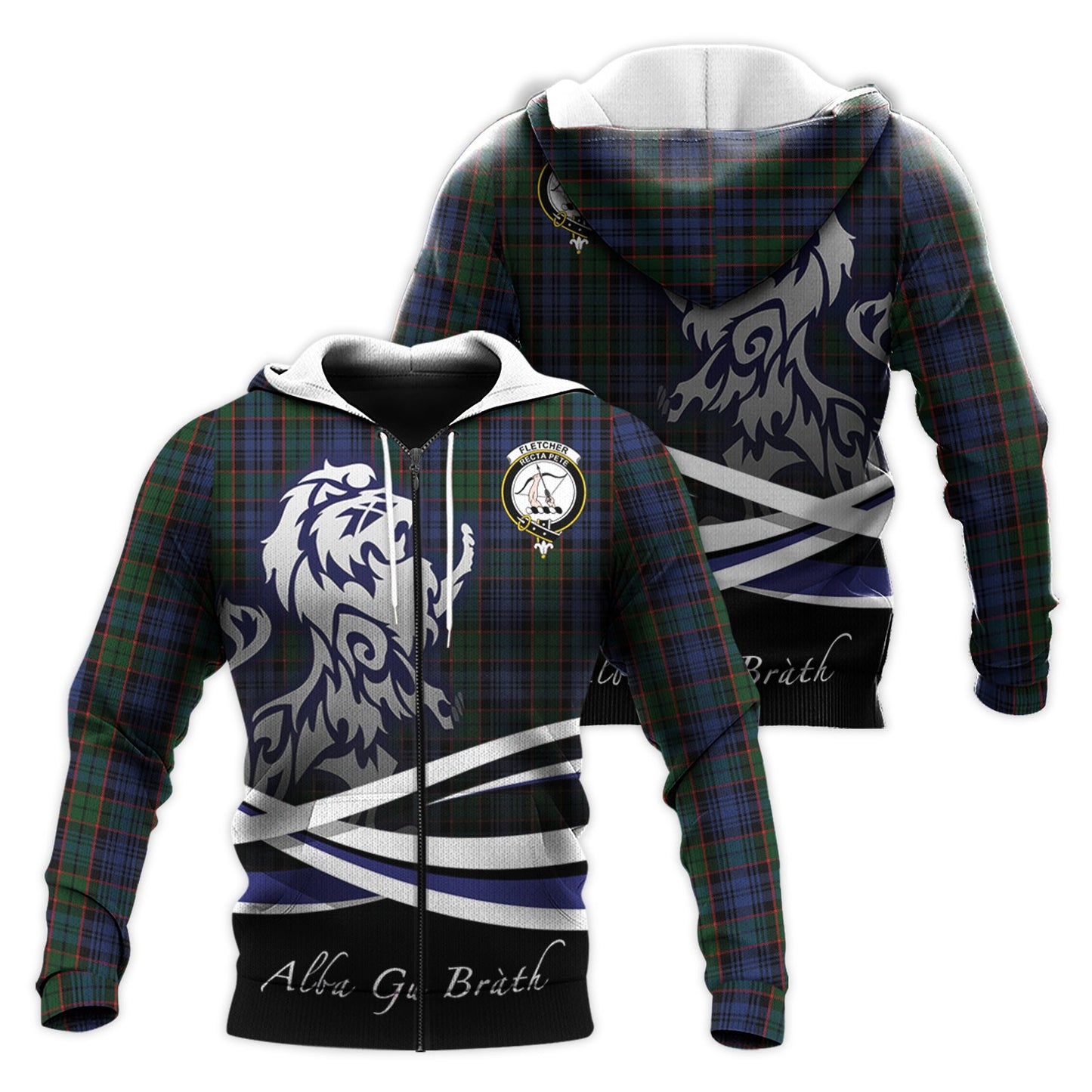 Printivon Fletcher Tartan Scottish Lion Hoodie