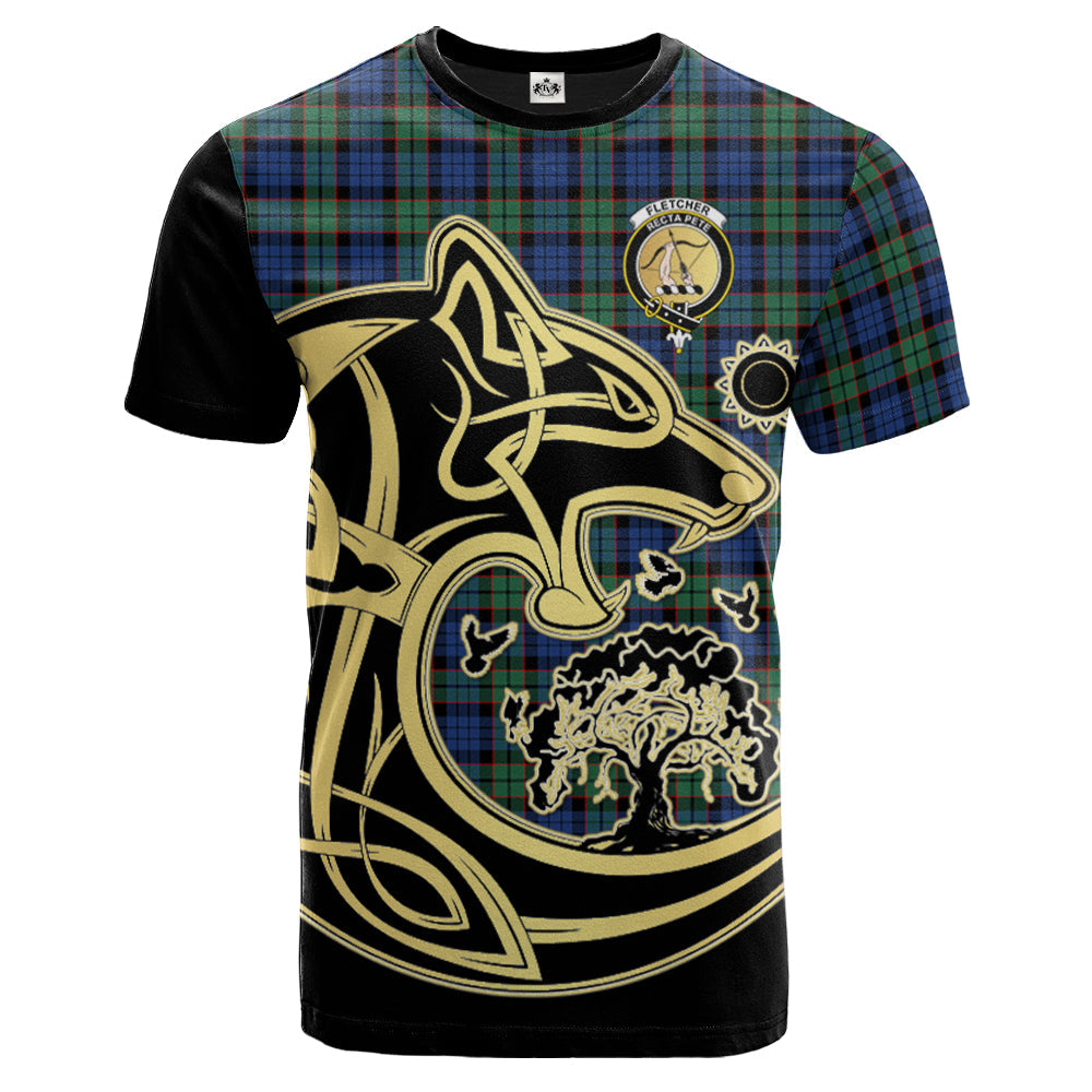 Printivon Fletcher Ancient Crest Celtic Wolf Tartan T Shirt Custom Your Text