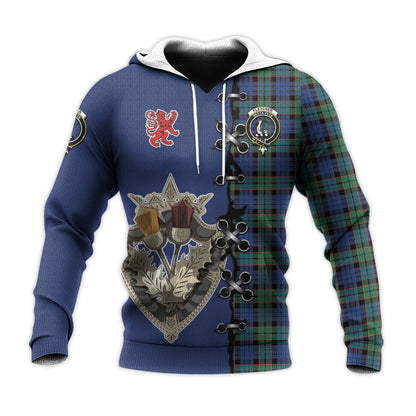 Printivon Fletcher Ancient Tartan Hoodie Lion Rampant And Celtic Thistle Style