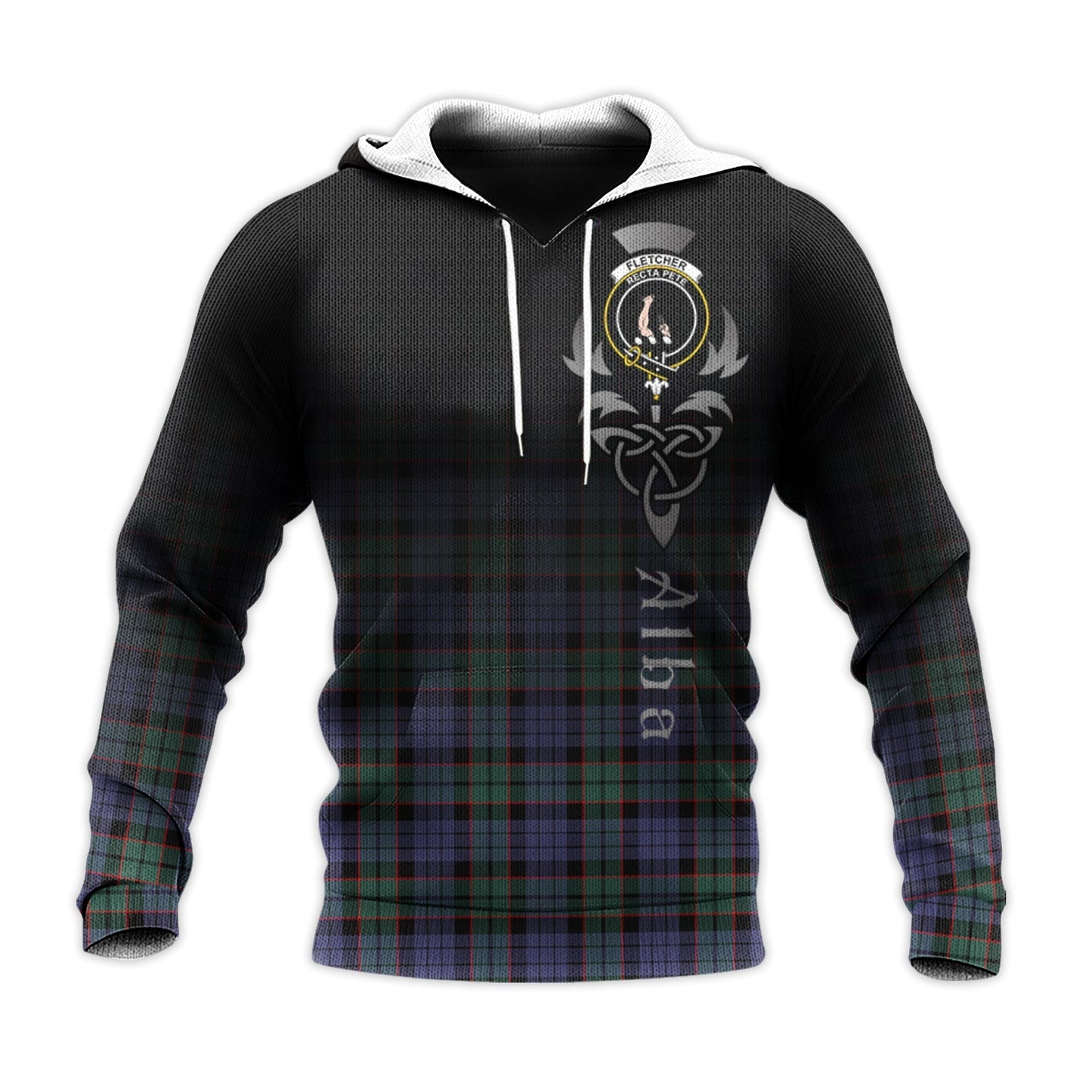 Printivon Fletcher Modern Tartan Crest Alba Celtic Hoodie