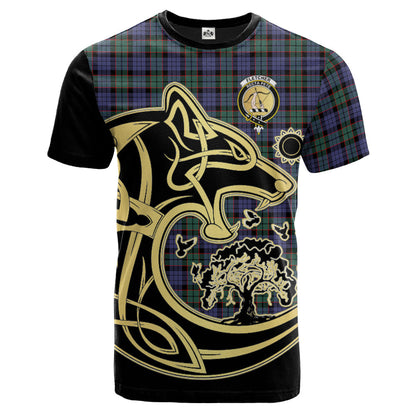 Printivon Fletcher Modern Crest Celtic Wolf Tartan T Shirt Custom Your Text