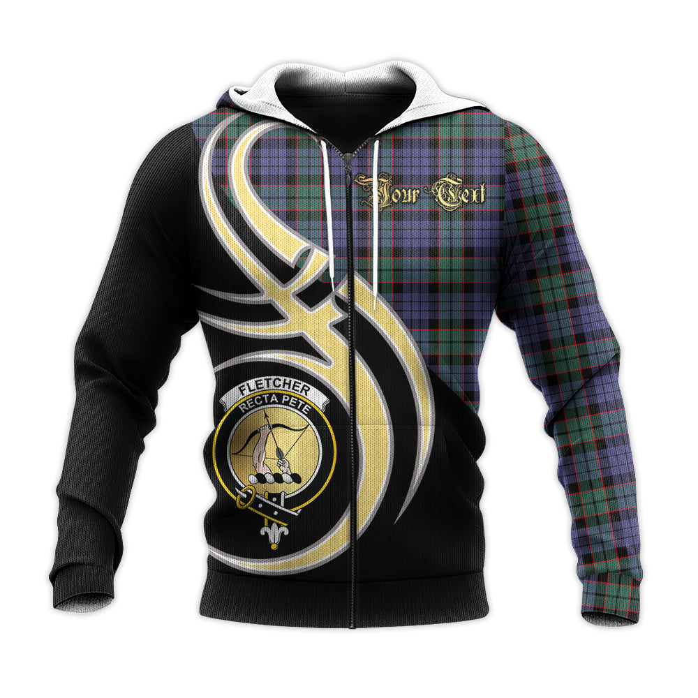 Printivon Fletcher Modern Clan Believe In Me Crest Tartan Knitted Hoodie Custom Your Text