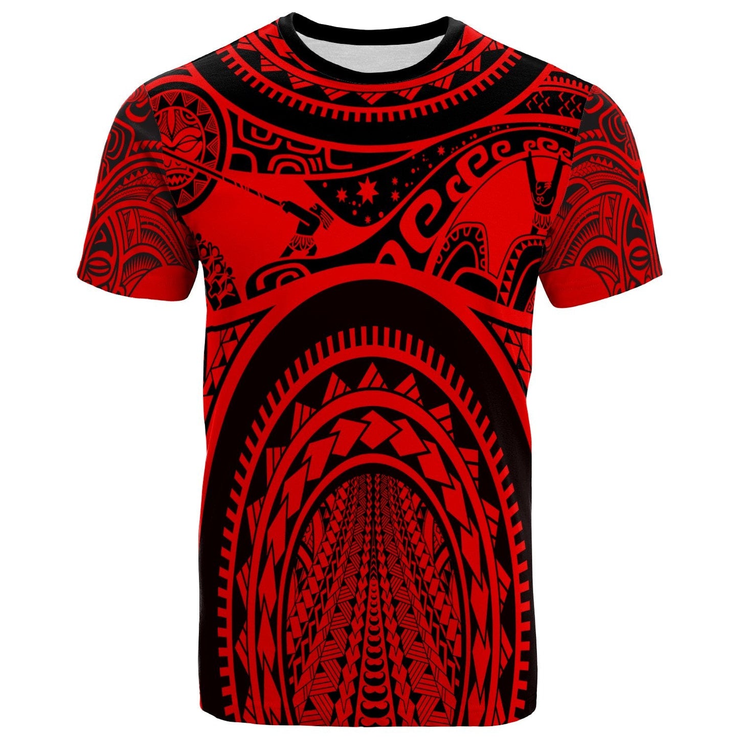 Polynesian T - Shirt - Polynesian Patterns Maui Tattoo Red