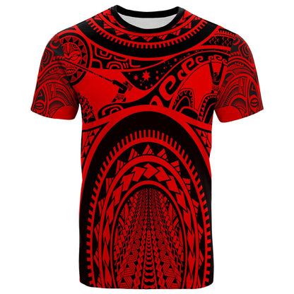 Polynesian T - Shirt - Polynesian Patterns Maui Tattoo Red