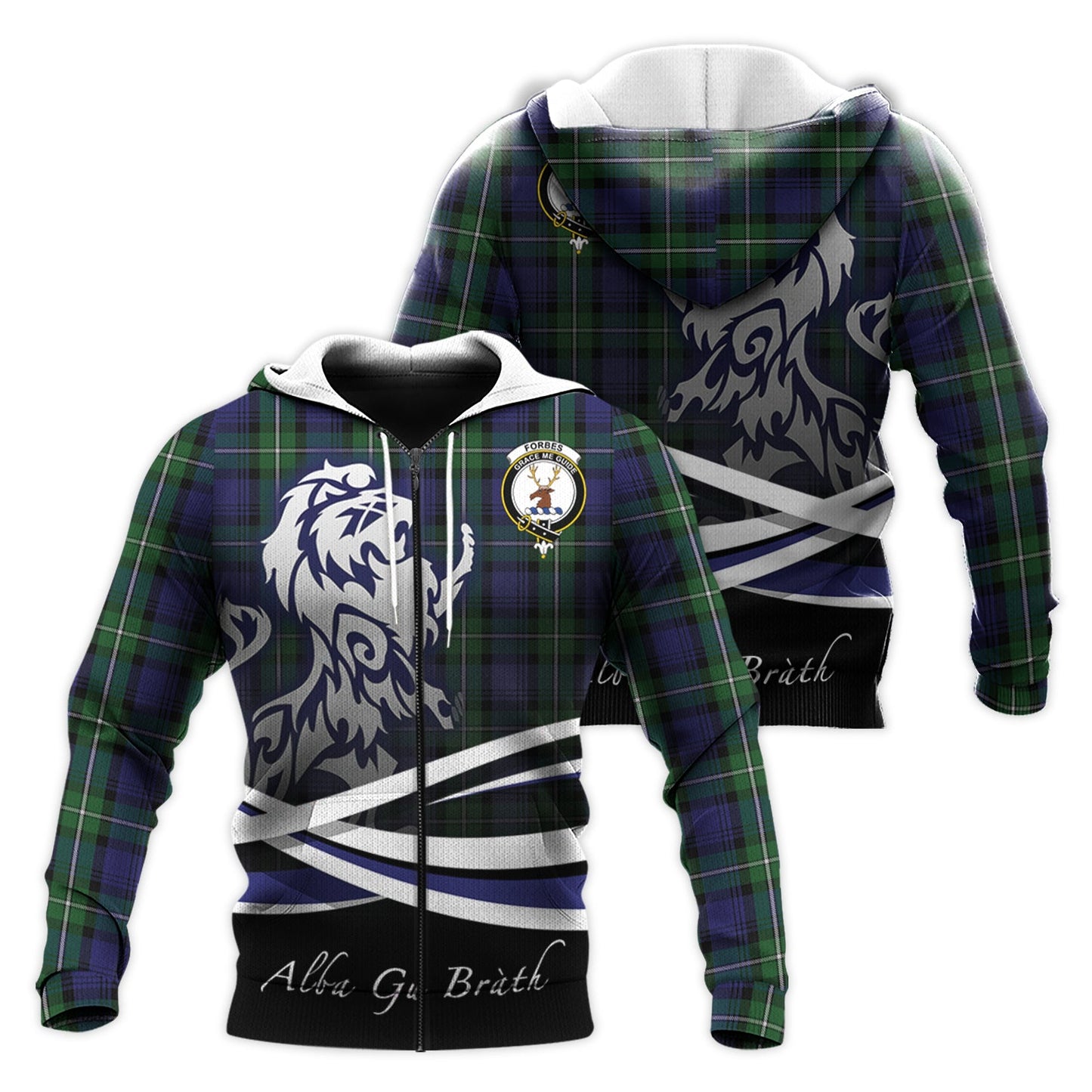 Printivon Forbes Tartan Scottish Lion Hoodie