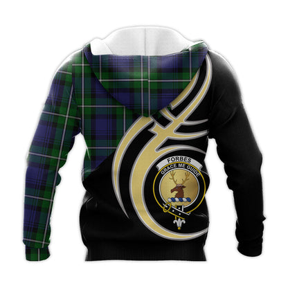 Printivon Forbes Clan Believe In Me Crest Tartan Knitted Hoodie Custom Your Text