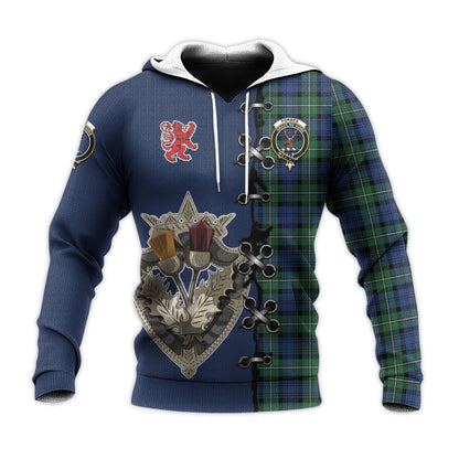 Printivon Forbes Ancient Tartan Hoodie Lion Rampant And Celtic Thistle Style