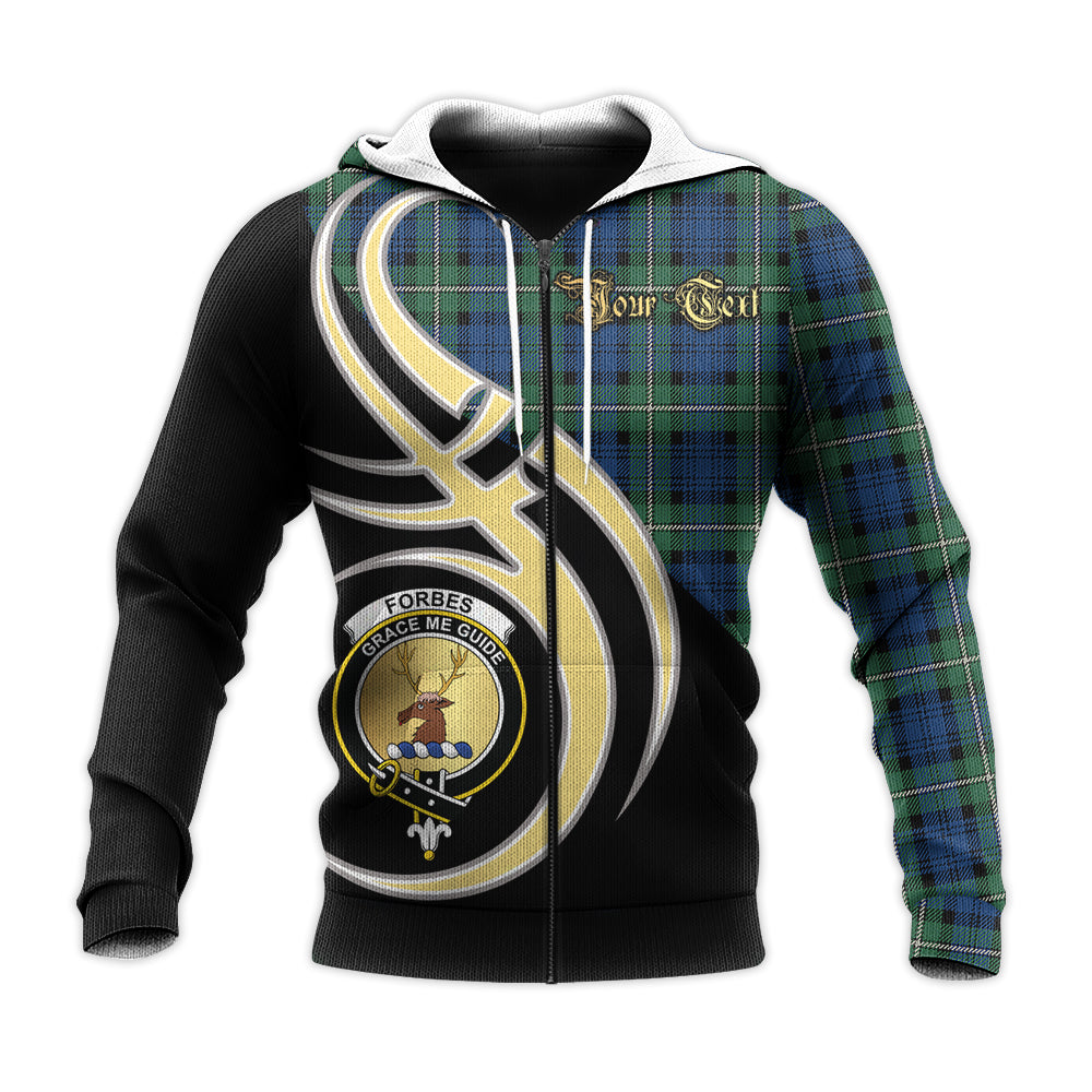 Printivon Forbes Ancient Clan Believe In Me Crest Tartan Knitted Hoodie Custom Your Text