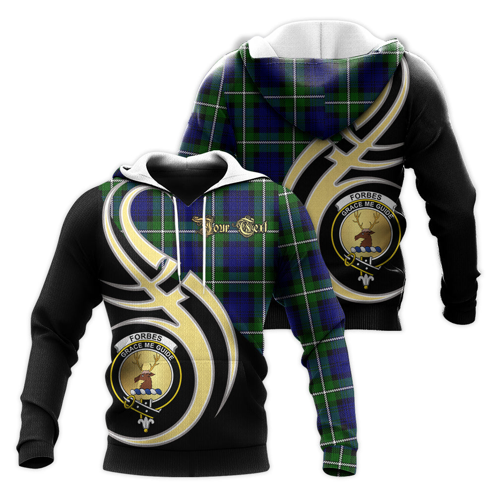 Printivon Forbes Modern Clan Believe In Me Crest Tartan Knitted Hoodie Custom Your Text