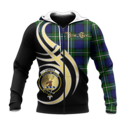 Printivon Forbes Modern Clan Believe In Me Crest Tartan Knitted Hoodie Custom Your Text