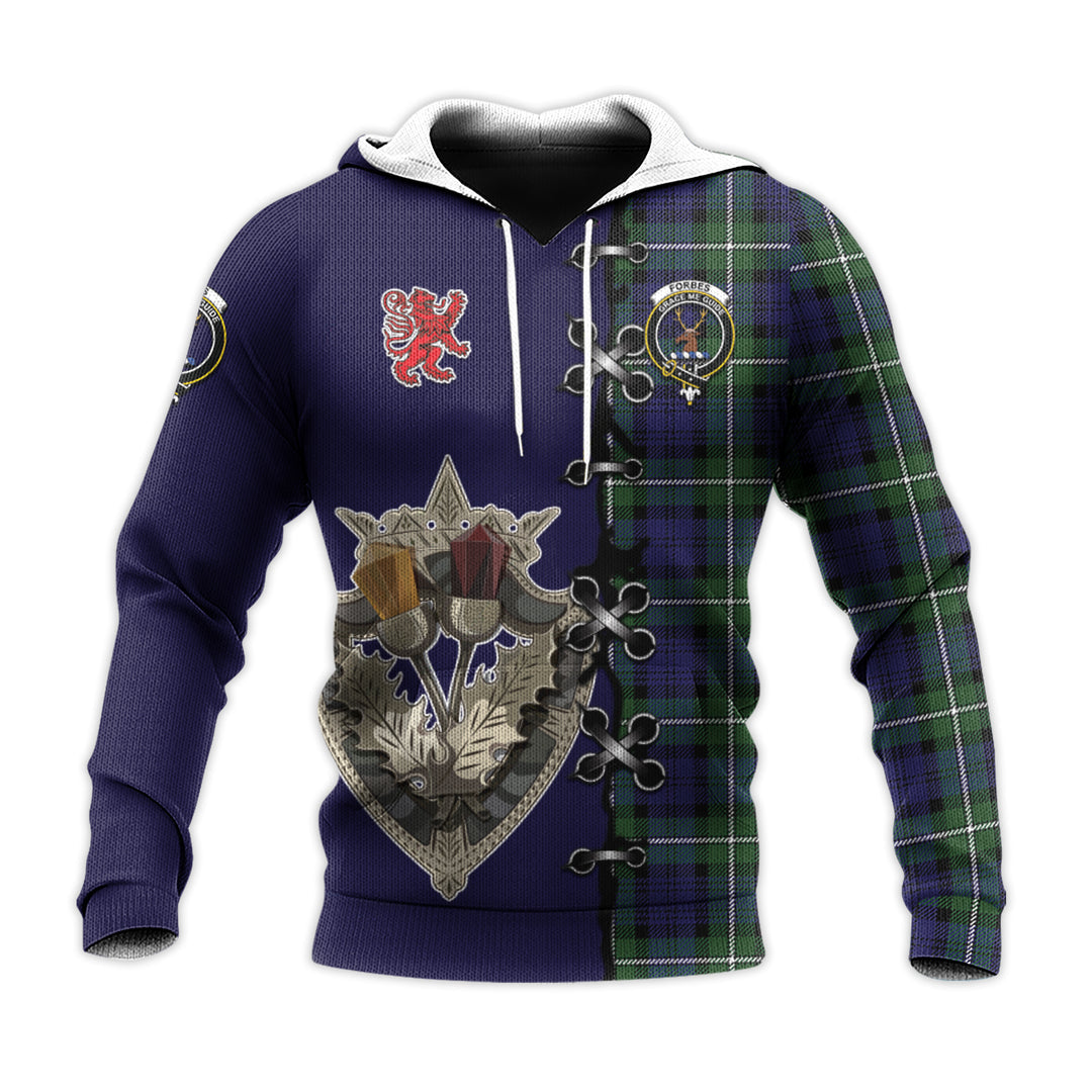 Printivon Forbes Modern Tartan Hoodie Lion Rampant And Celtic Thistle Style