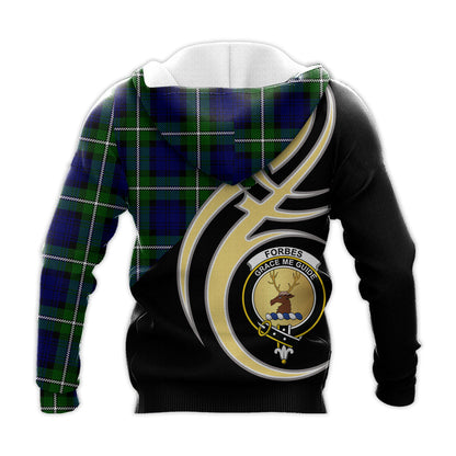 Printivon Forbes Modern Clan Believe In Me Crest Tartan Knitted Hoodie Custom Your Text
