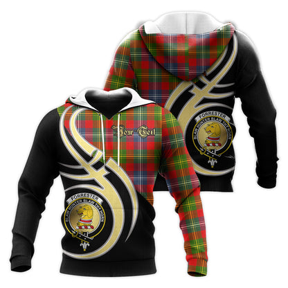 Printivon Forrester Clan Believe In Me Crest Tartan Knitted Hoodie Custom Your Text