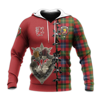 Printivon Forrester Tartan Hoodie Lion Rampant And Celtic Thistle Style