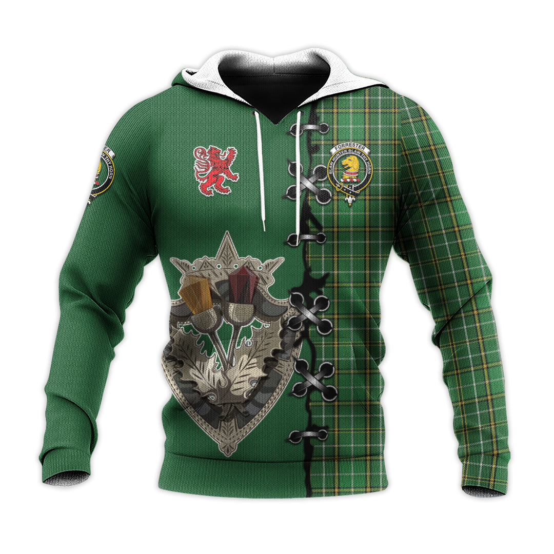 Printivon Forrester Or Foster Hunting Tartan Hoodie Lion Rampant And Celtic Thistle Style