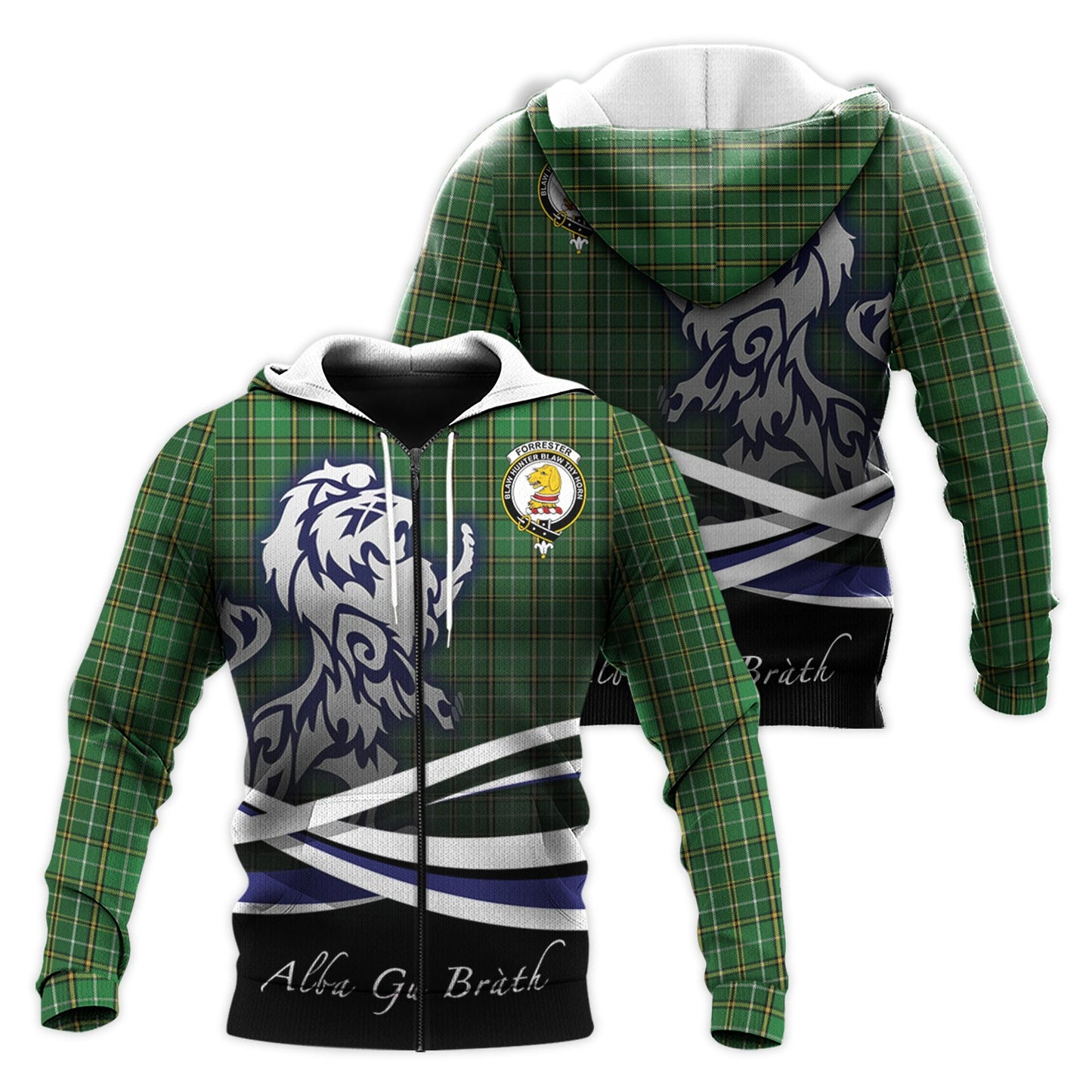 Printivon Forrester Or Foster Hunting Tartan Scottish Lion Hoodie
