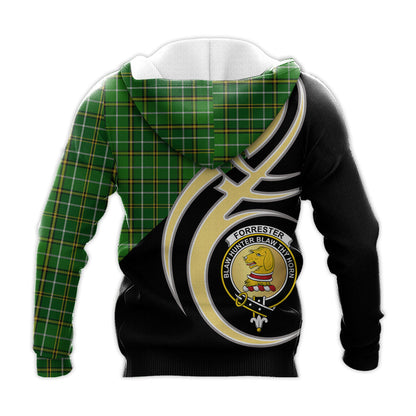 Printivon Forrester Or Foster Hunting Clan Believe In Me Crest Tartan Knitted Hoodie Custom Your Text