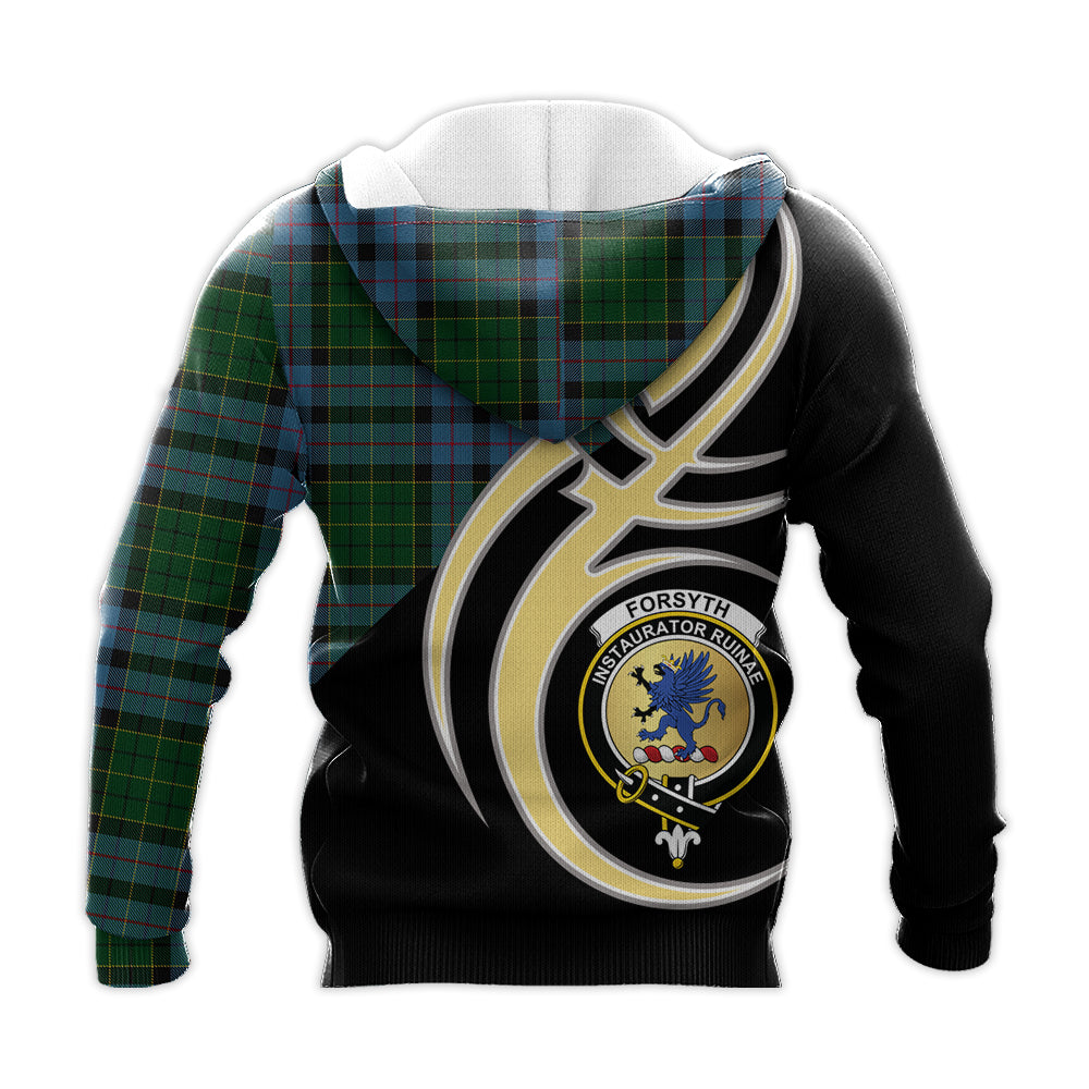 Printivon Forsyth Clan Believe In Me Crest Tartan Knitted Hoodie Custom Your Text