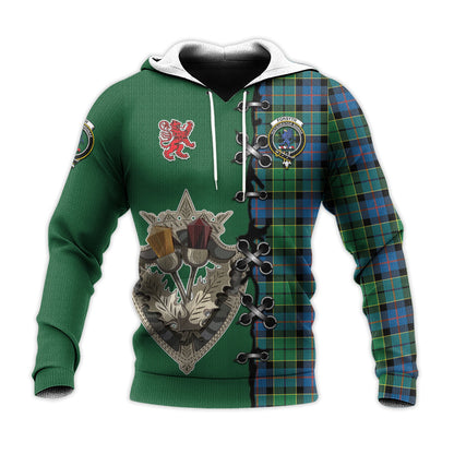 Printivon Forsyth Ancient Tartan Hoodie Lion Rampant And Celtic Thistle Style