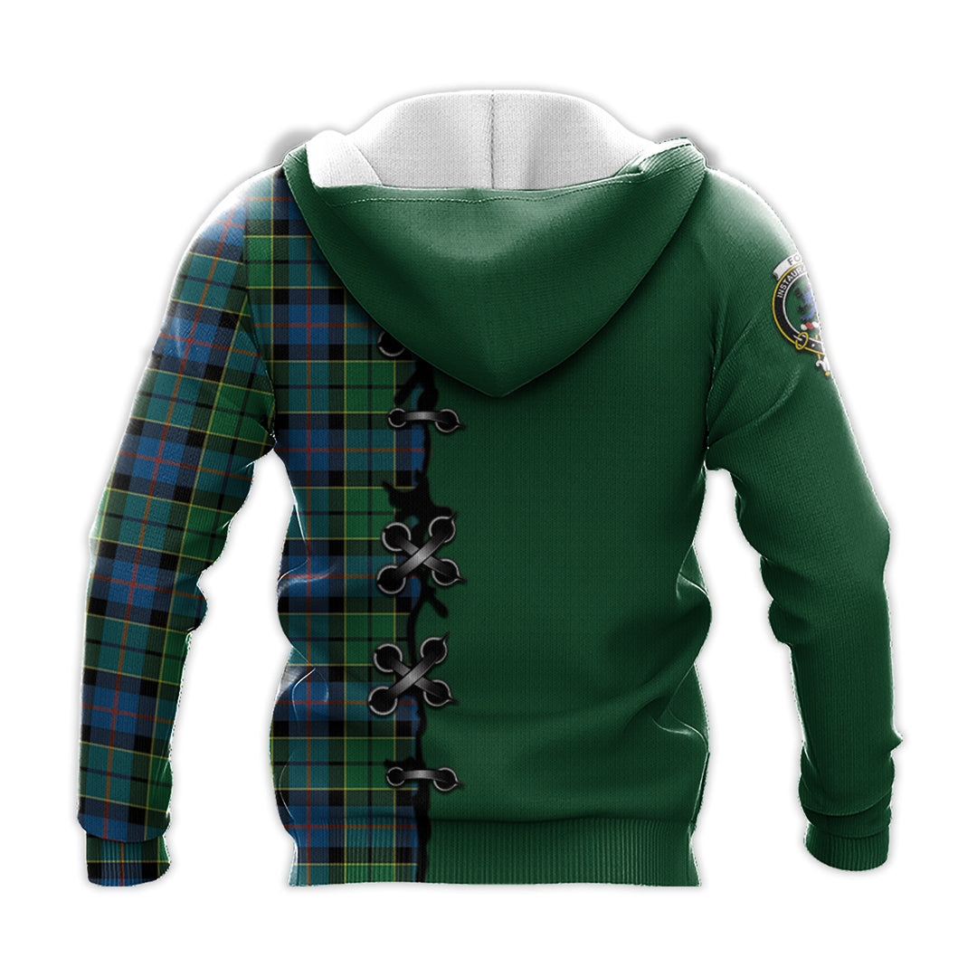 Printivon Forsyth Ancient Tartan Hoodie Lion Rampant And Celtic Thistle Style