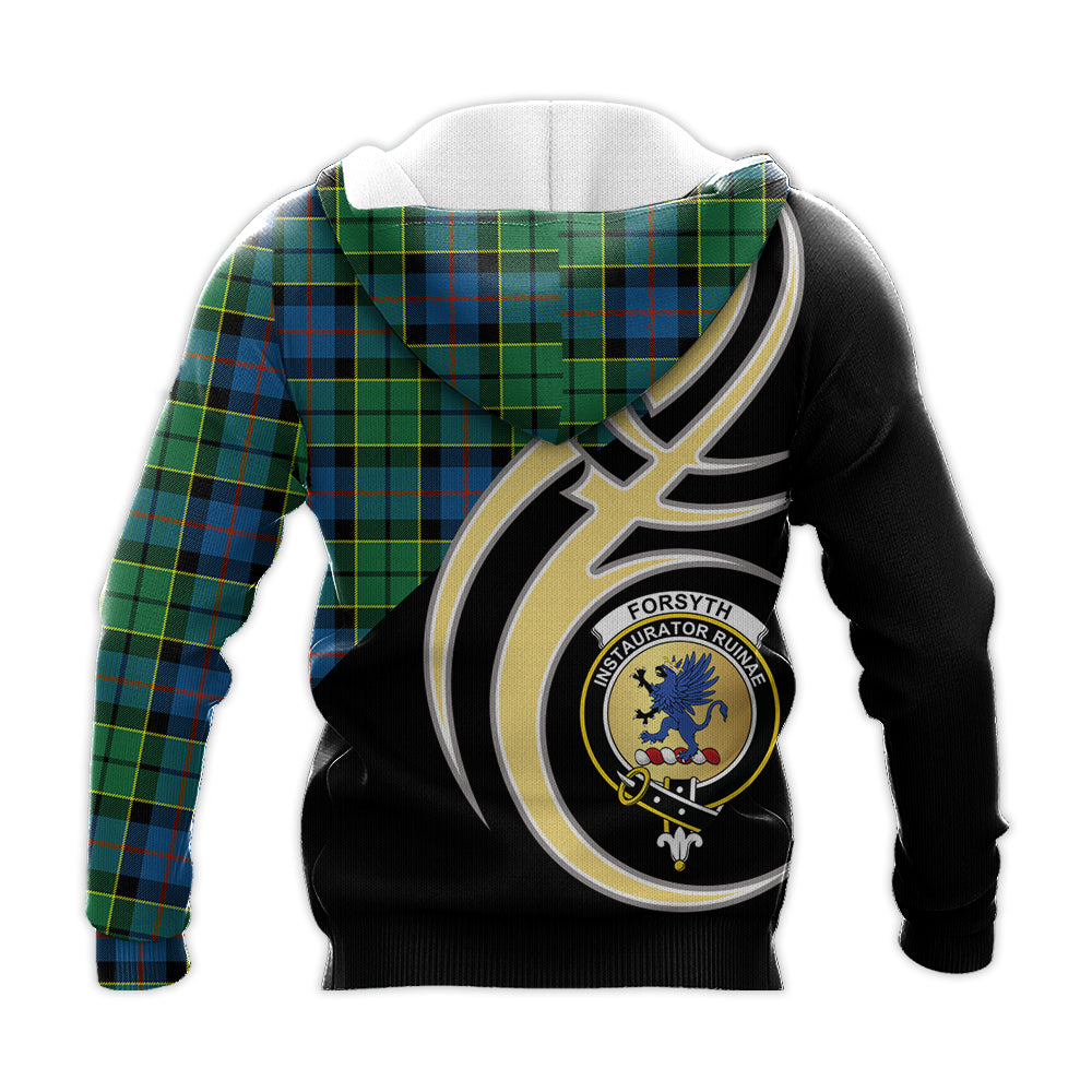 Printivon Forsyth Ancient Clan Believe In Me Crest Tartan Knitted Hoodie Custom Your Text