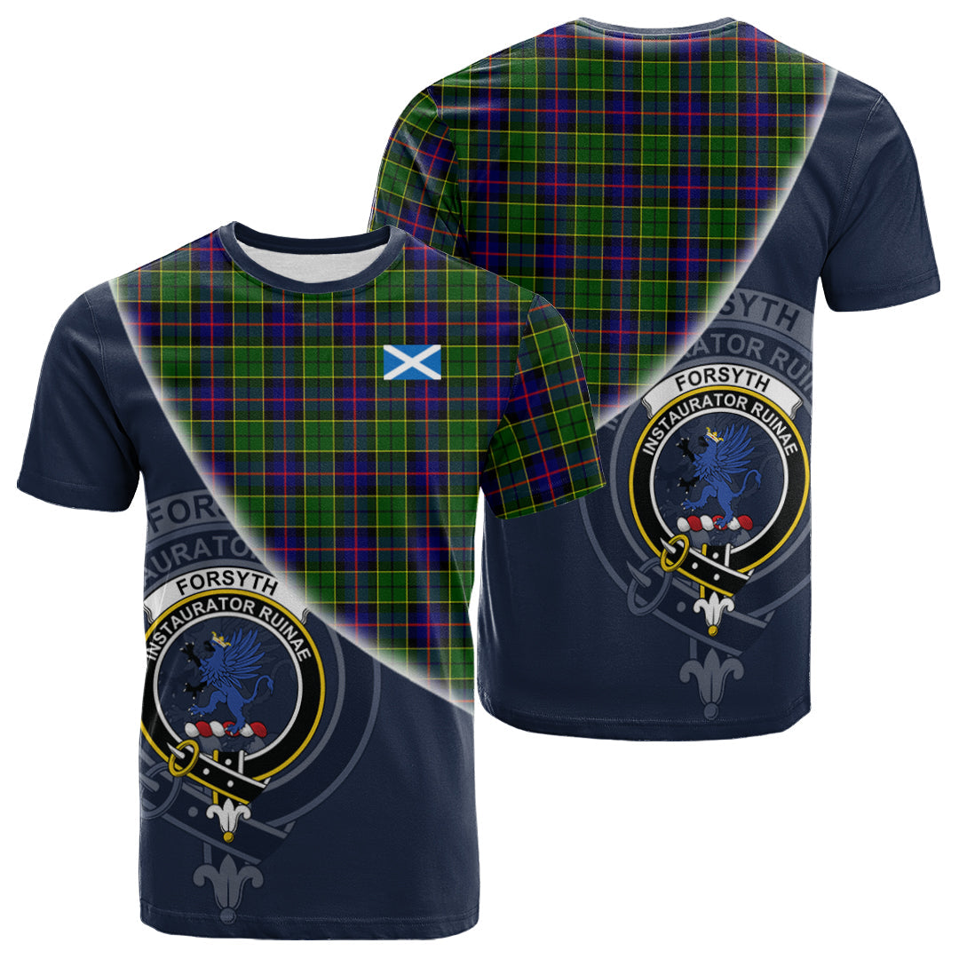 Printivon Forsyth Modern Tartan Scottish Crest T Shirt