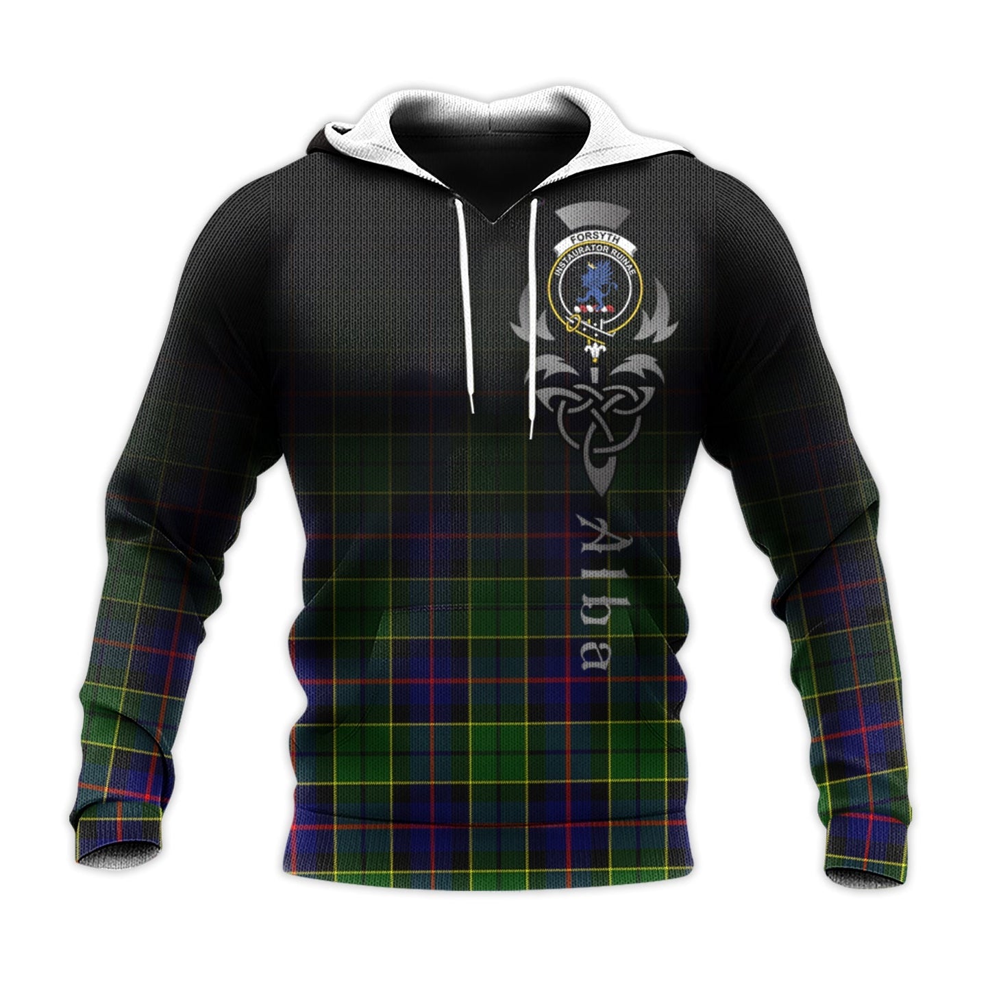 Printivon Forsyth Modern Tartan Crest Alba Celtic Hoodie