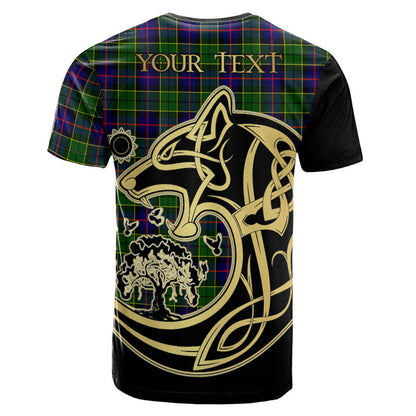 Printivon Forsyth Modern Crest Celtic Wolf Tartan T Shirt Custom Your Text