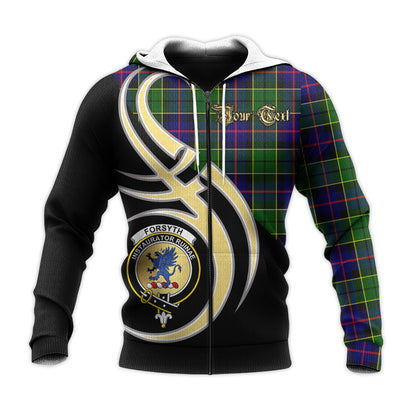 Printivon Forsyth Modern Clan Believe In Me Crest Tartan Knitted Hoodie Custom Your Text