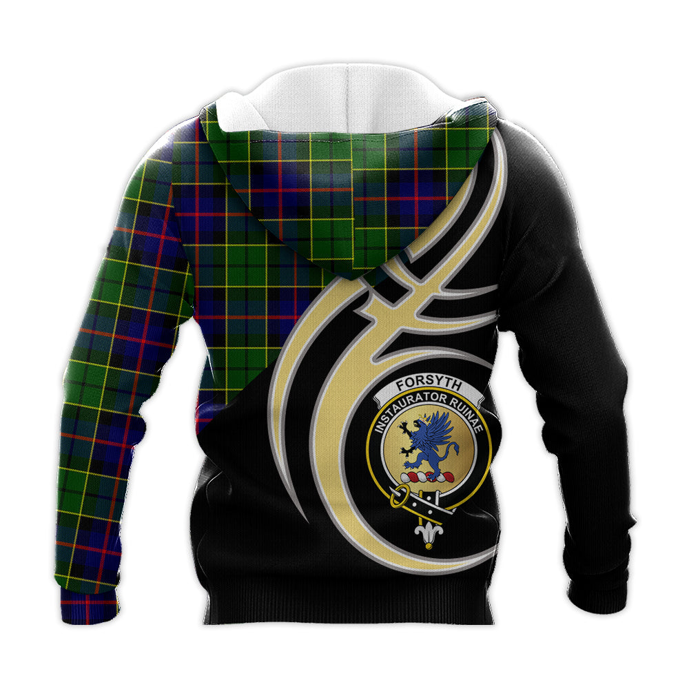 Printivon Forsyth Modern Clan Believe In Me Crest Tartan Knitted Hoodie Custom Your Text