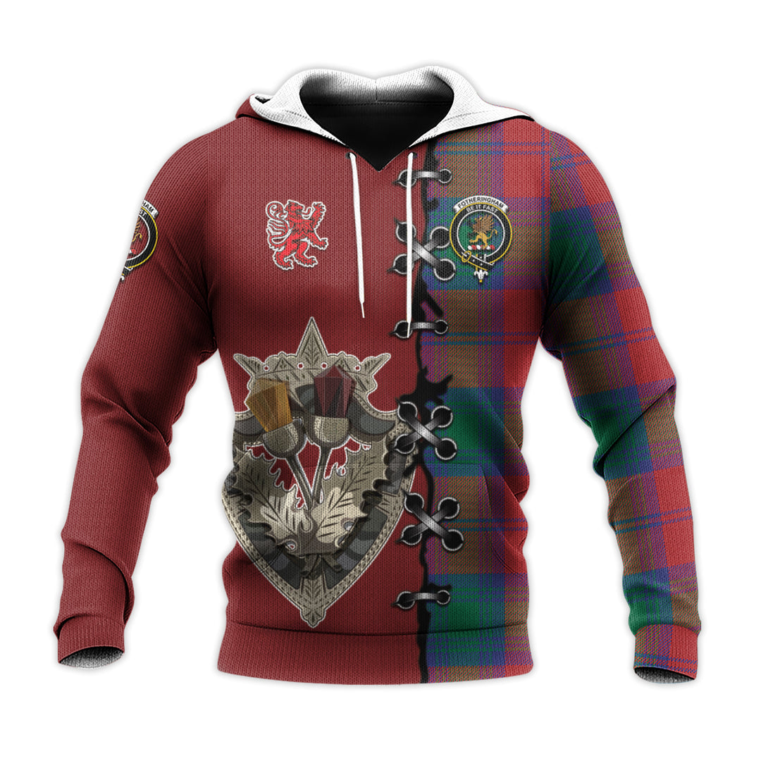 Printivon Fotheringham Modern Tartan Hoodie Lion Rampant And Celtic Thistle Style