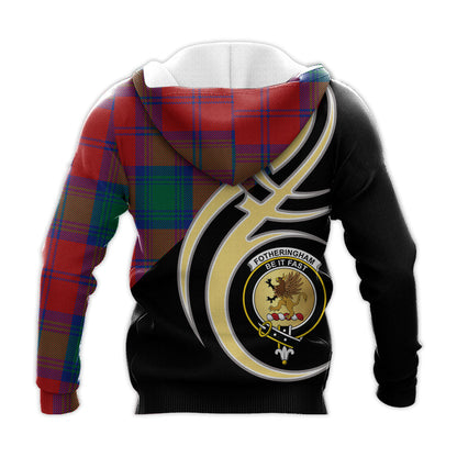 Printivon Fotheringham Modern Clan Believe In Me Crest Tartan Knitted Hoodie Custom Your Text