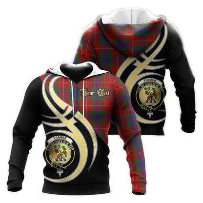 Printivon Fraser Clan Believe In Me Crest Tartan Knitted Hoodie Custom Your Text
