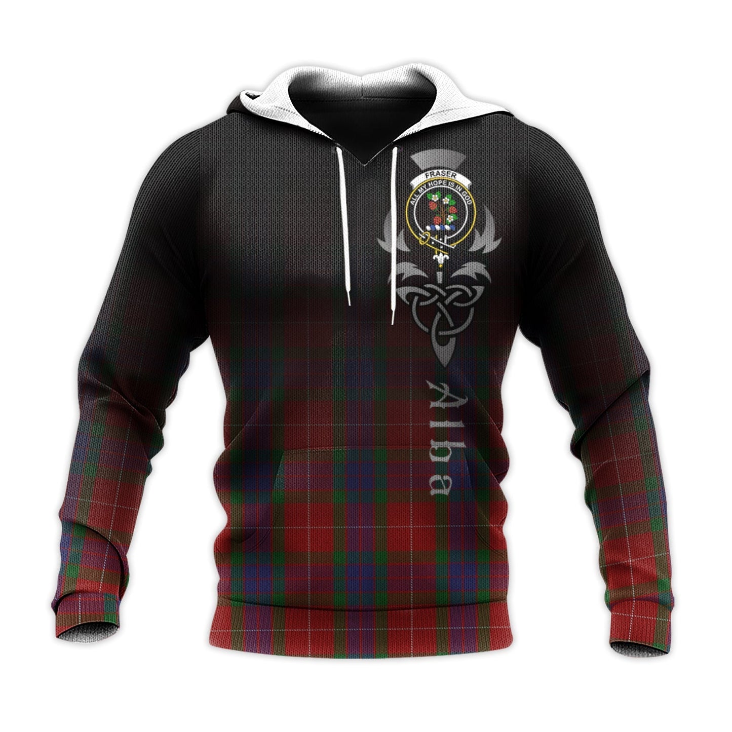 Printivon Fraser Tartan Crest Alba Celtic Hoodie