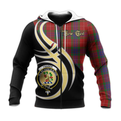 Printivon Fraser Clan Believe In Me Crest Tartan Knitted Hoodie Custom Your Text