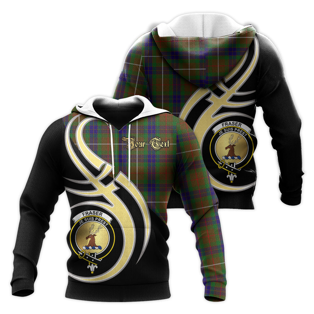 Printivon Fraser Hunting Clan Believe In Me Crest Tartan Knitted Hoodie Custom Your Text