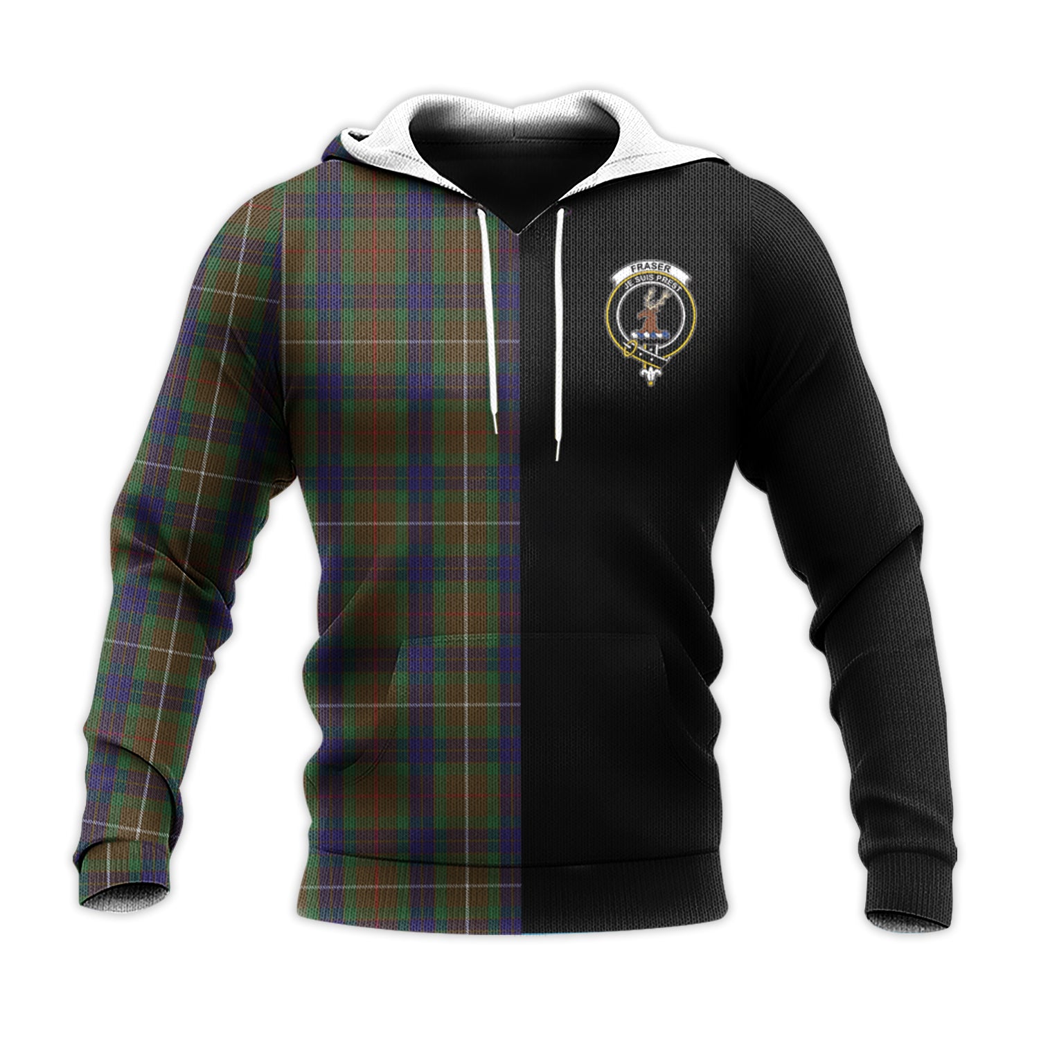 Printivon Fraser Hunting Tartan Personalize Half Hoodie