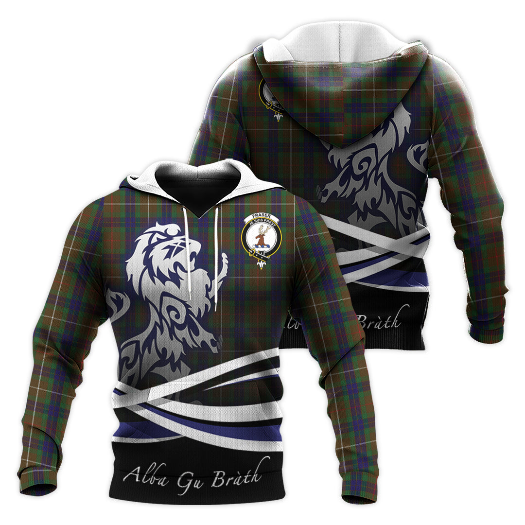 Printivon Fraser Hunting Tartan Scottish Lion Hoodie