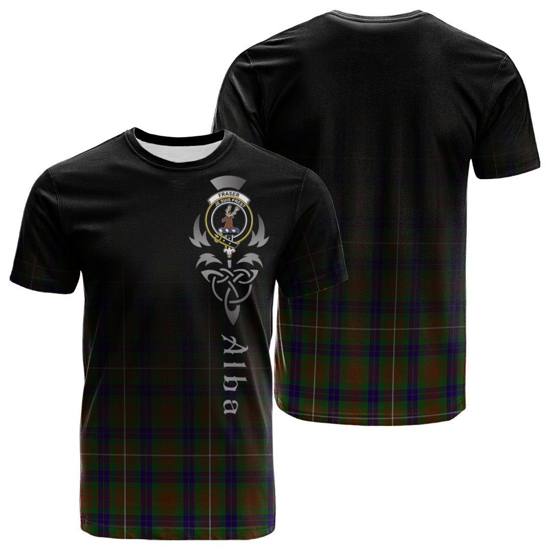 Printivon Fraser Hunting Tartan Crest Alba Celtic T Shirt