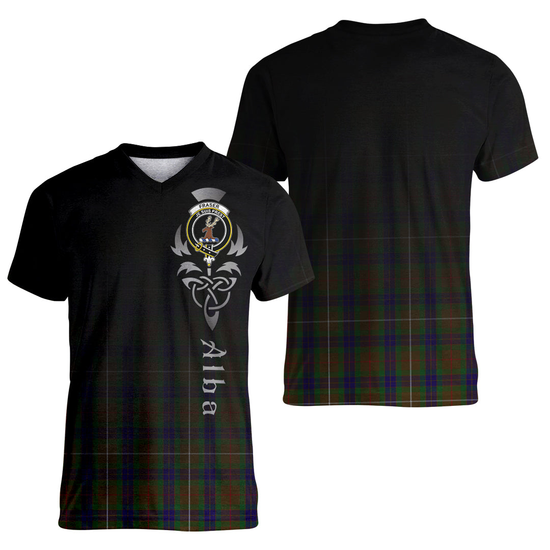 Printivon Fraser Hunting Tartan Crest Alba Celtic T Shirt