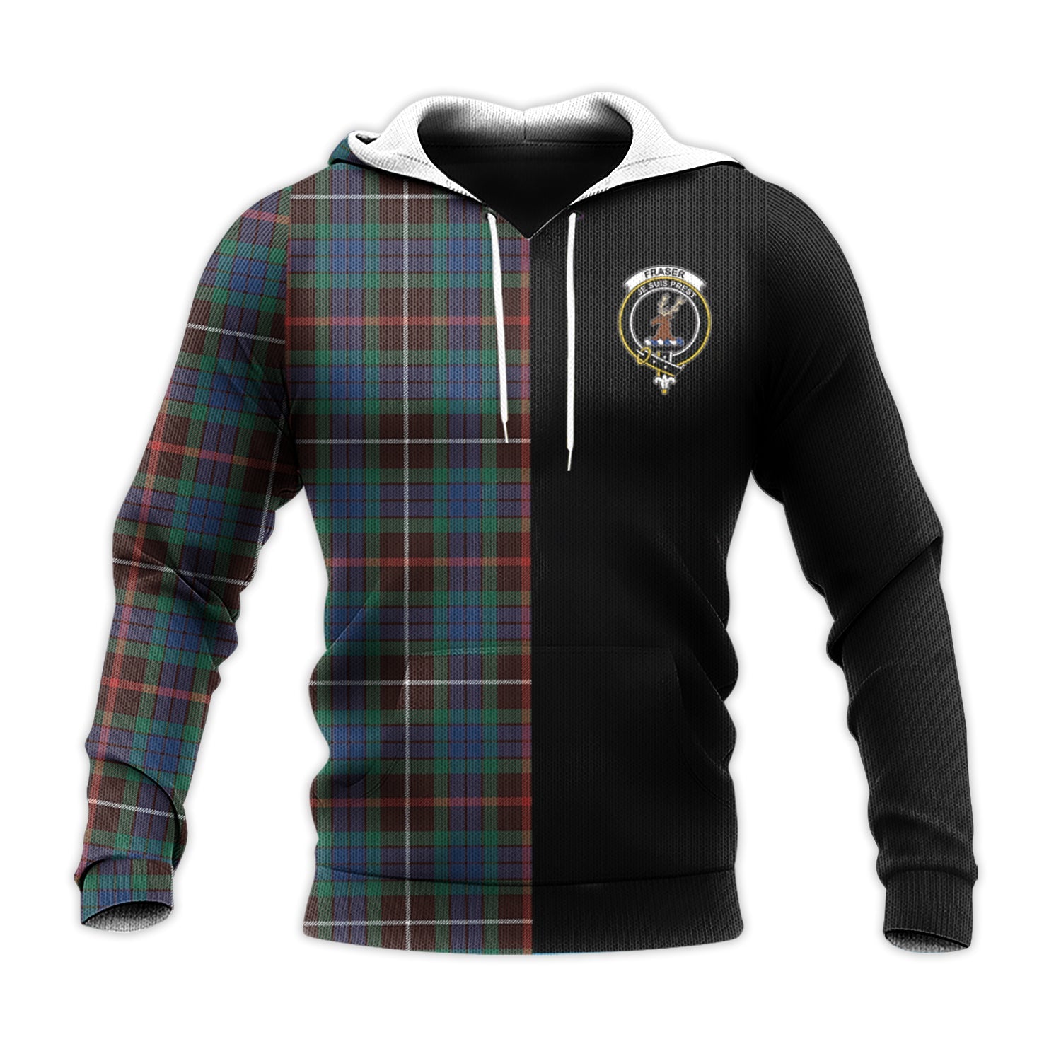 Printivon Fraser Hunting Ancient Tartan Personalize Half Hoodie