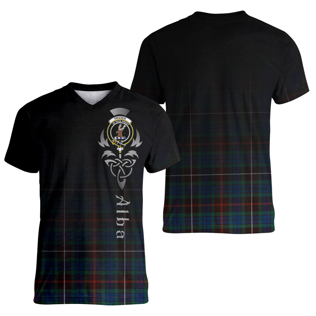 Printivon Fraser Hunting Ancient Tartan Crest Alba Celtic T Shirt