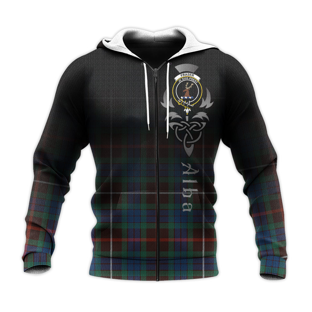 Printivon Fraser Hunting Ancient Tartan Crest Alba Celtic Hoodie