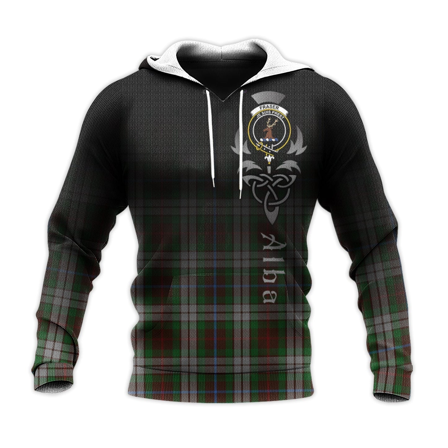 Printivon Fraser Hunting Dress Tartan Crest Alba Celtic Hoodie