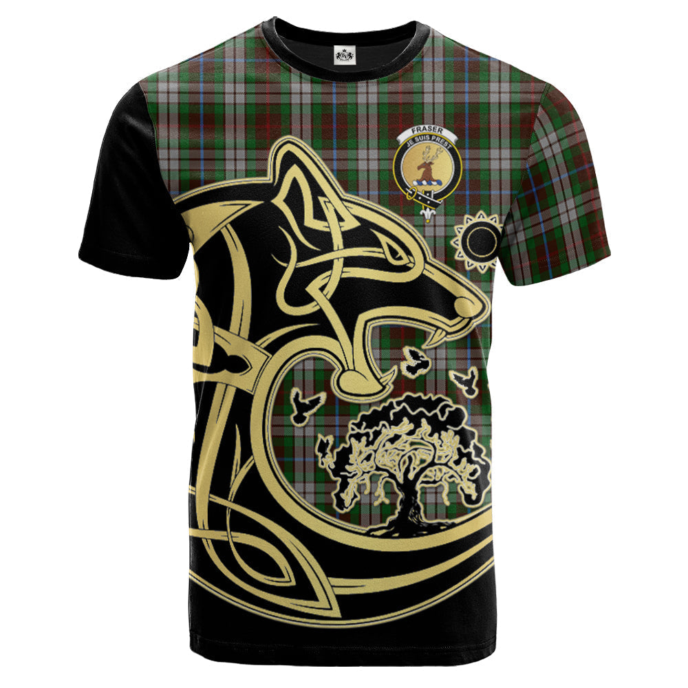 Printivon Fraser Hunting Dress Crest Celtic Wolf Tartan T Shirt Custom Your Text