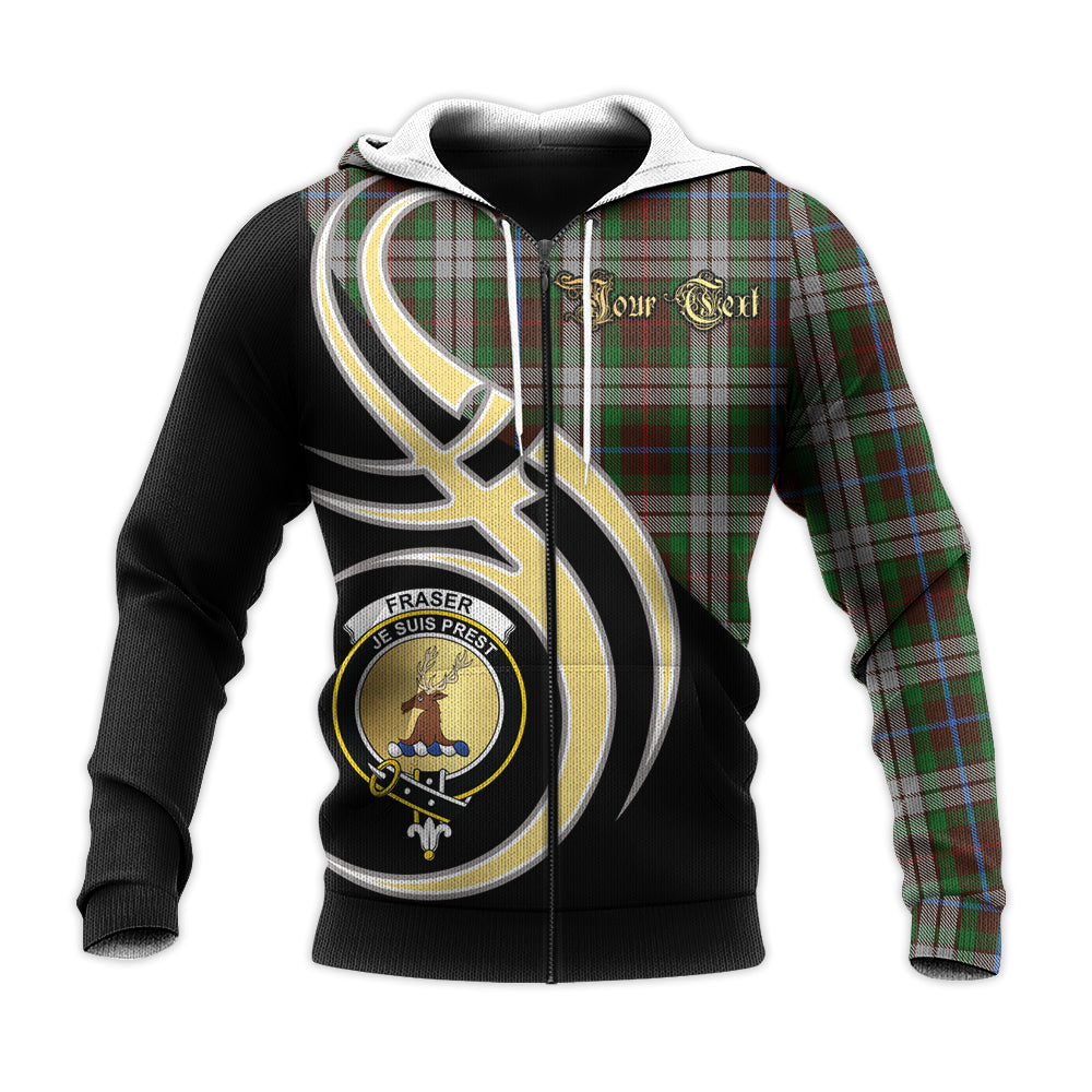 Printivon Fraser Hunting Dress Clan Believe In Me Crest Tartan Knitted Hoodie Custom Your Text