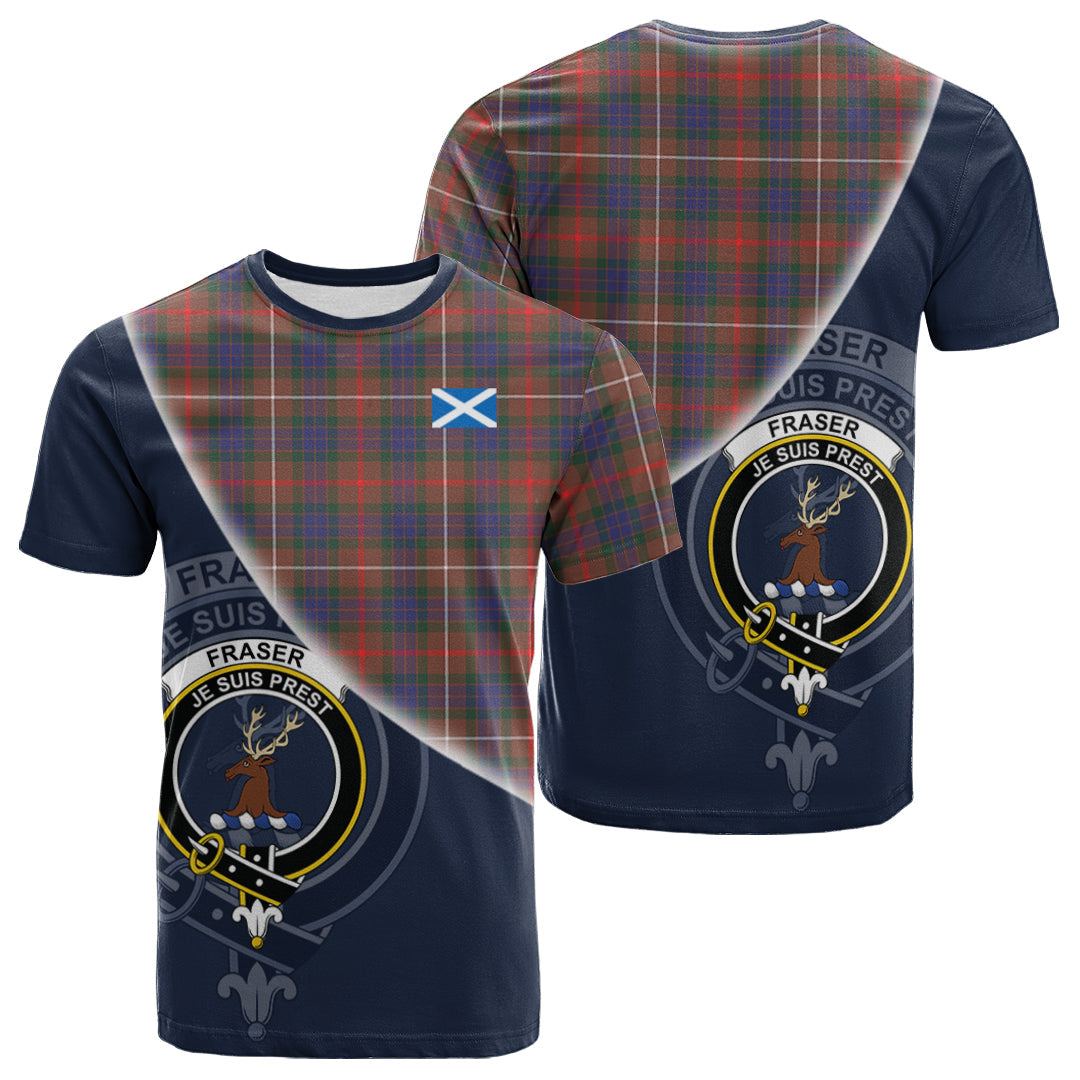 Printivon Fraser Hunting Modern Tartan Scottish Crest T Shirt
