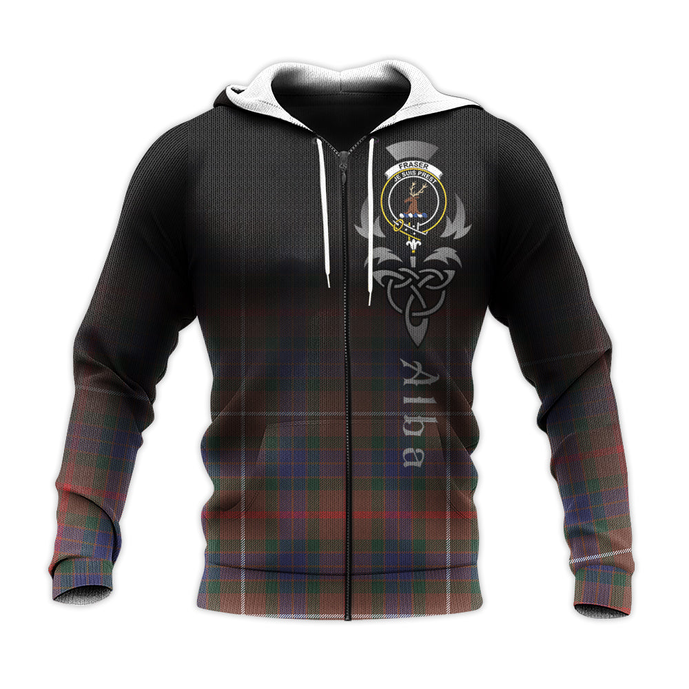 Printivon Fraser Hunting Modern Tartan Crest Alba Celtic Hoodie