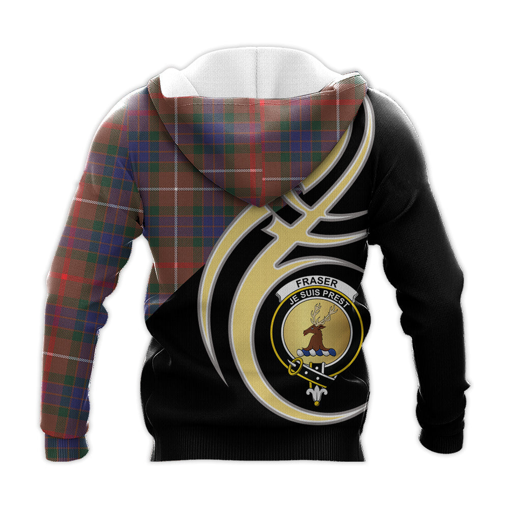 Printivon Fraser Hunting Modern Clan Believe In Me Crest Tartan Knitted Hoodie Custom Your Text