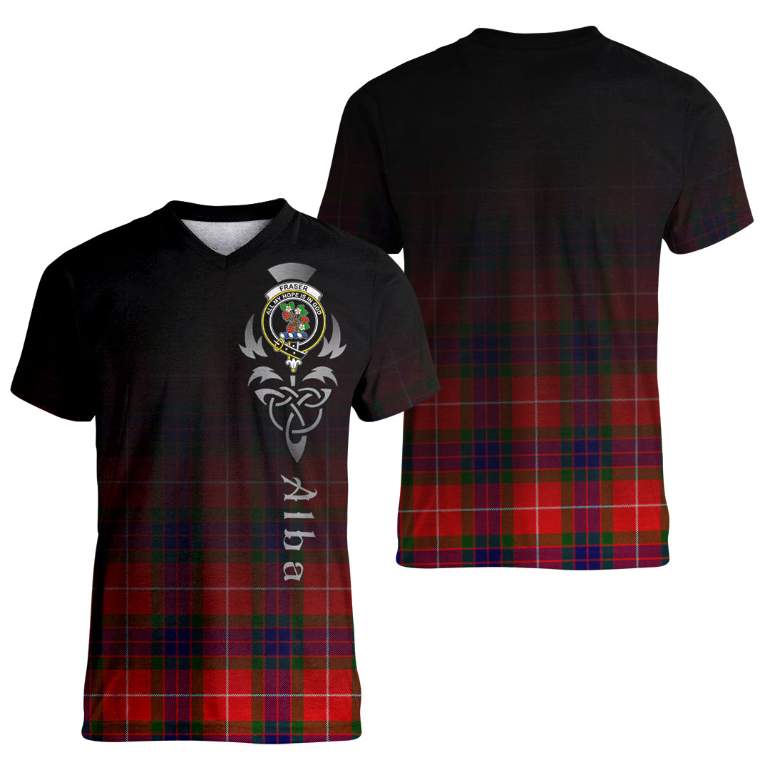 Printivon Fraser Modern Tartan Crest Alba Celtic T Shirt